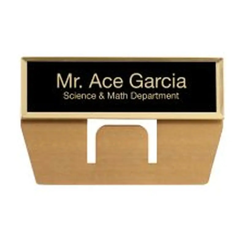 Engraved Metal Pocket Name Badge, 15/16" x 2 15/16", Black/Gold (1/PK)