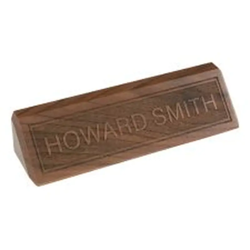 Laser Engraved Raised Letters on Walnut Desk Bar, 1-3/4" x 8-1/2" (1/PK)