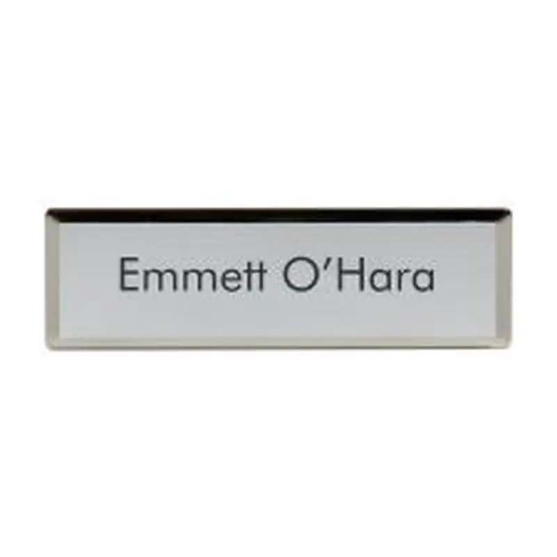Engraved Metal Name Badge, 15/16" x 2 15/16", Silver (1/PK)