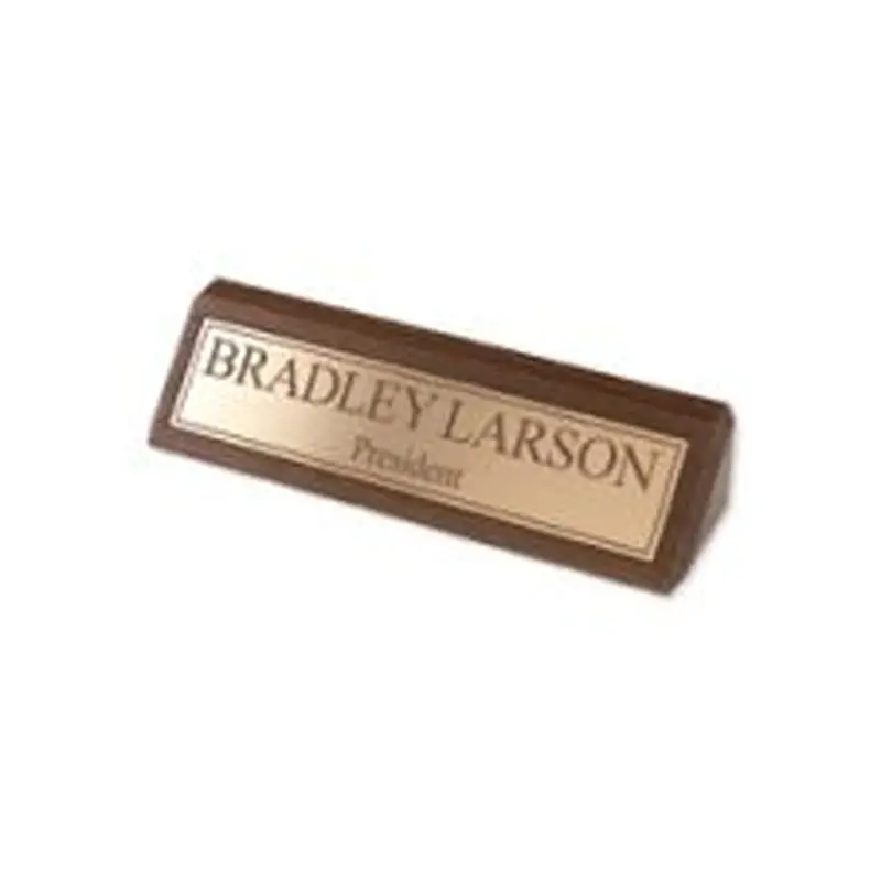 Laser Engraved Gold Background on Walnut Desk Bar, 2-1/2" x 8-1/2" (1/PK)
