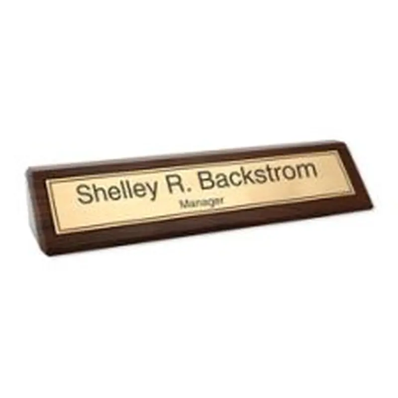 Laser Engraved Gold Background on Walnut Desk Bar, 2-3/8" x 10-1/2" (1/PK)