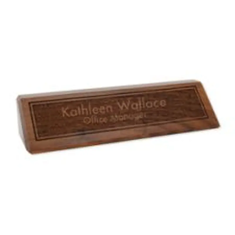 Laser Engraved Raised Letters on Walnut Desk Bar, 2-3/8" x 10-1/2" (1/PK)