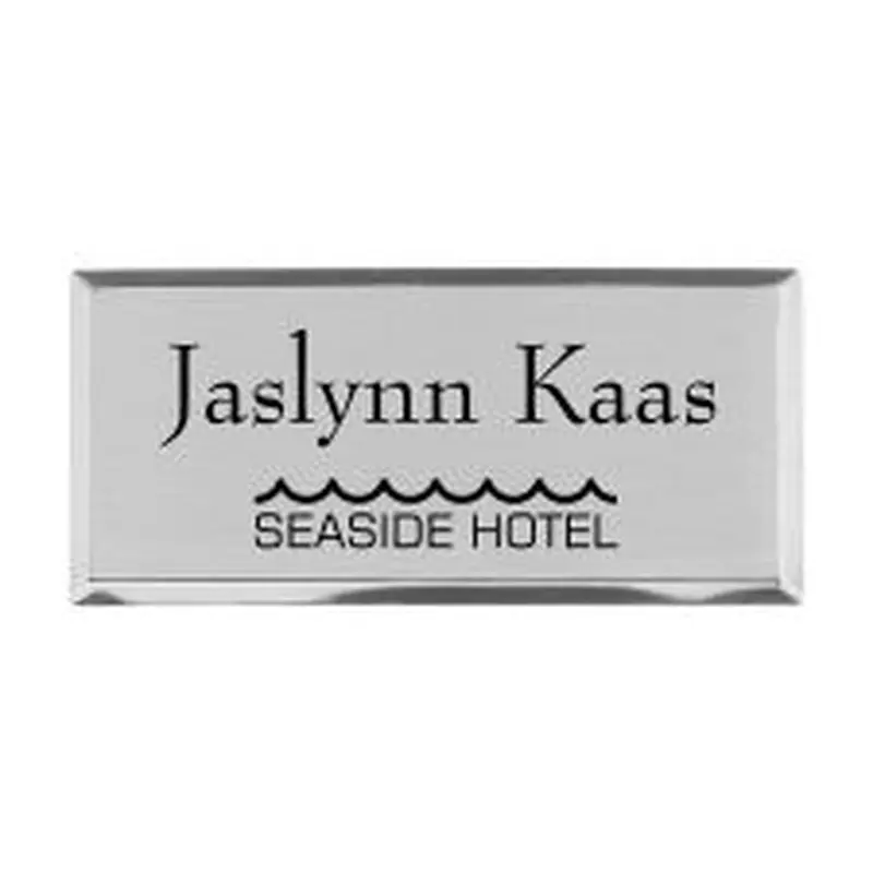 Engraved Metal Name Badge, 1 7/16" x 2 15/16", Silver (1/PK)