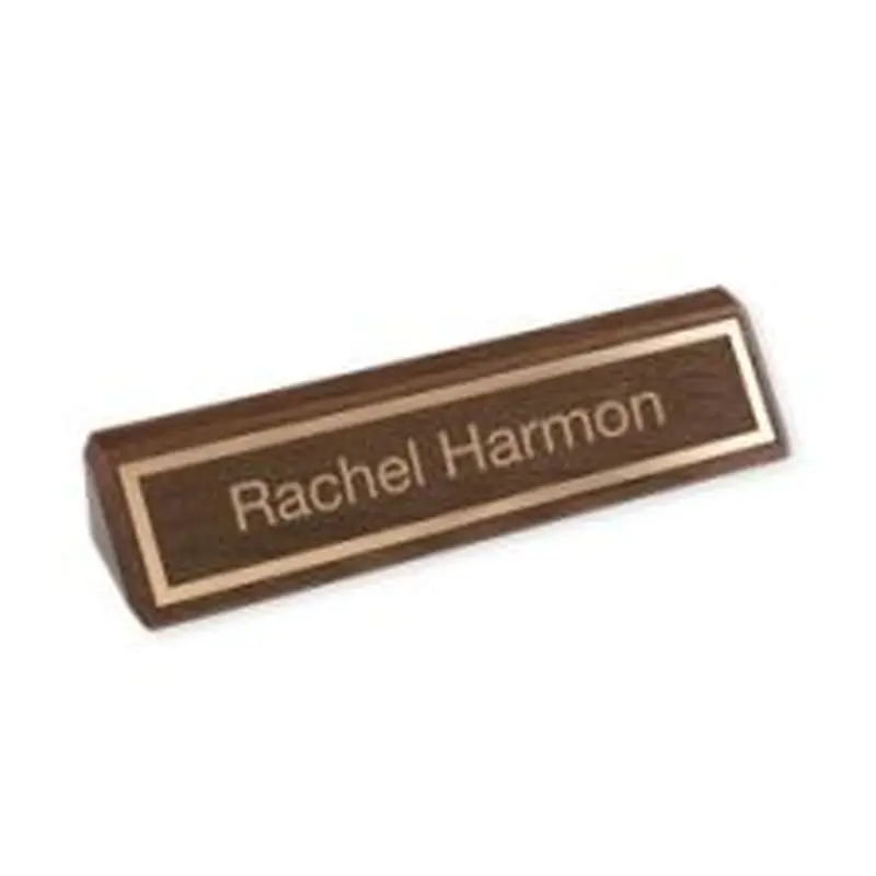 Laser Engraved Gold Inlay Letters and Border on Walnut Desk Bar, 1 3/4" x 10 1/2" (1/PK)