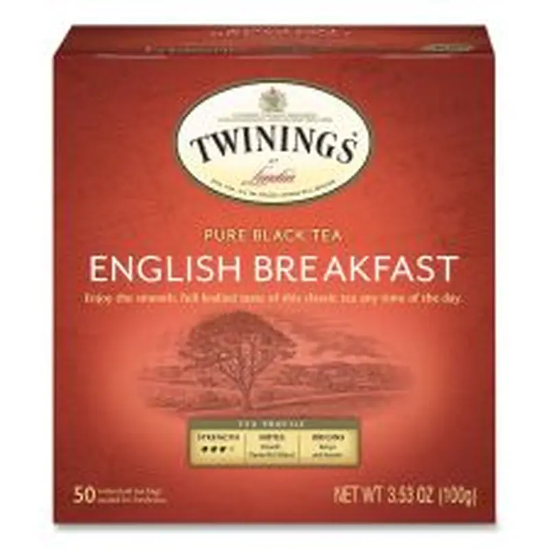 TWININGS Tea Bags, English Breakfast, 3.53 oz, 50/Box
