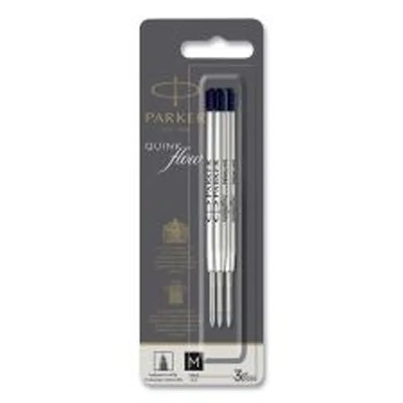 Parker Quinkflow Refill for Parker Ballpoint Pen, Medium Tip, Black Ink, 3/Pack