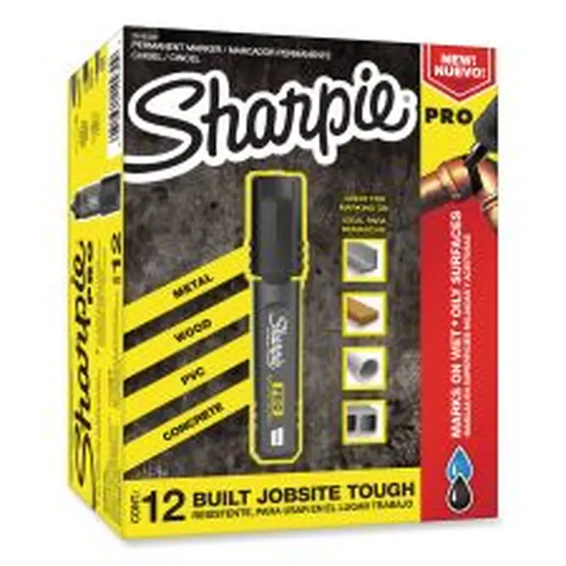Sharpie Pro Permanent Marker, Broad Chisel Tip, Black, Dozen