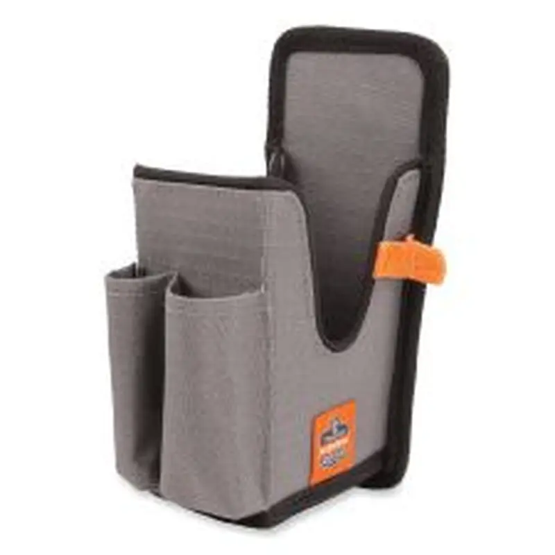 ergodyne Squids 5541 Handheld Barcode Scanner Holster with Belt Clip, Large, 2 Compartments, 2.75 x 3.5 x 8, Polyester,Gray