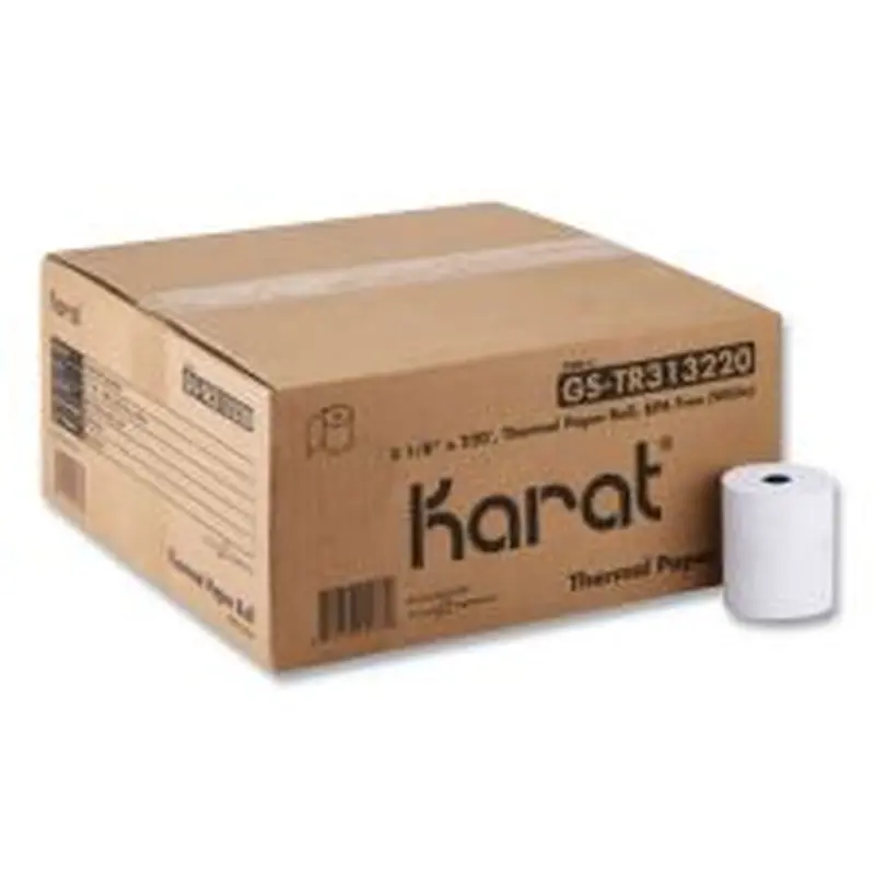 Karat Thermal Paper Rolls, 3.13" x 220 ft, White, 50 Rolls/Carton
