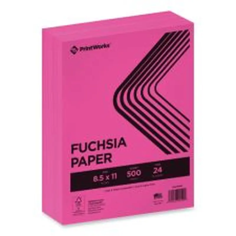 PrintWorks Professional Color Paper, 24 lb Text Weight, 8.5 x 11, Fuchsia, 500/Ream