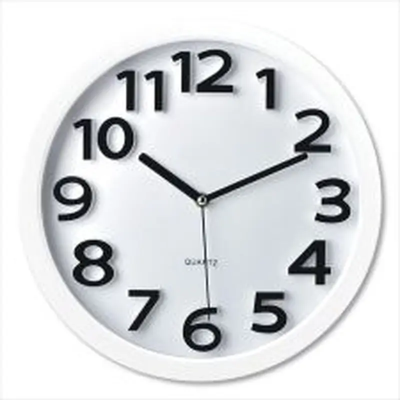 Victory Light Wall Clock with Raised Numerals and Silent Sweep Dial, 13' Overall Diameter, White Case, White Face, 1 AA (sold separately)