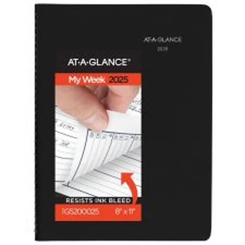 2025 AT-A-GLANCE DayMinder Weekly Appointment Book Planner, 8" x 11", Black, January 2025 To December 2025