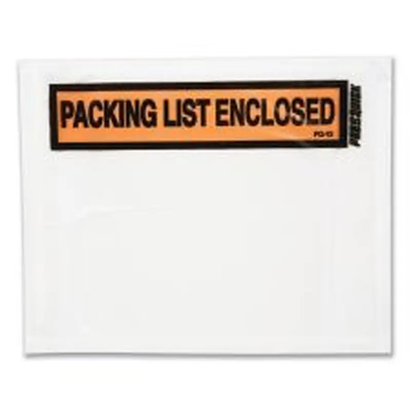 Duck Packing List Envelopes, Top-Print Front: Packing List/Invoice Enclosed, 4.5 x 5.5, Clear/Orange, 500/Box