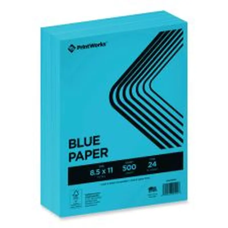 PrintWorks Professional Color Paper, 24 lb Text Weight, 8.5 x 11, Blue, 500/Ream