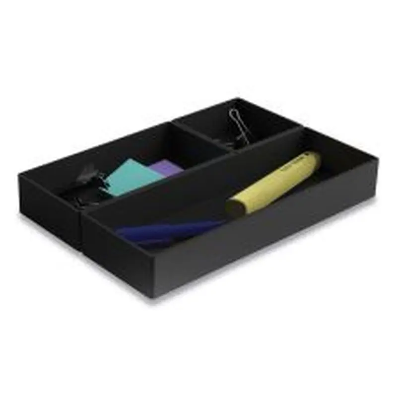 TRU RED Three-Piece Plastic Drawer Organizer, 3.23 x 3.23 x 1.47, 6.26 x 3.23 x 1.47, 9.5 x 3.23 x 1.47, Black, 3/Set