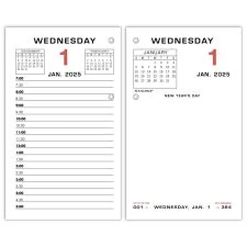 2025 AT-A-GLANCE Daily Loose-Leaf Desk Calendar Refill, 3-1/2" x 6", White, January To December