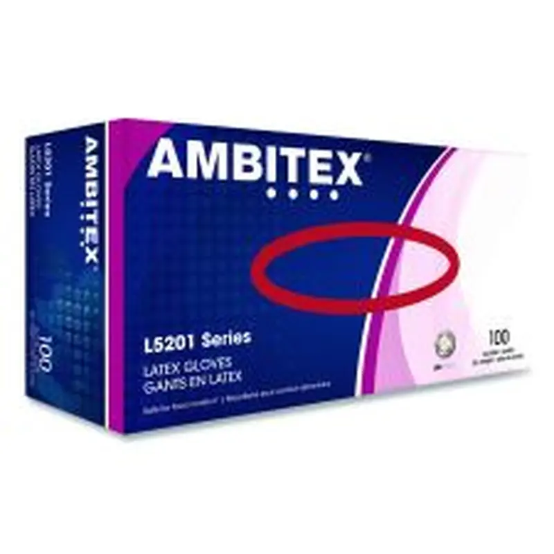 AMBITEX L5201 Series Powder-Free Latex Gloves, Small, 4 mil Thick, 9" Long, Cream, 100/Box