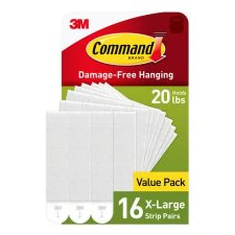 Command X-Large Picture Hanging Strips, 16 White Adhesive Strip Pairs (32 Strips), Damage Free Hanging Picture Hangers, No Tools Wall Hanging Strips