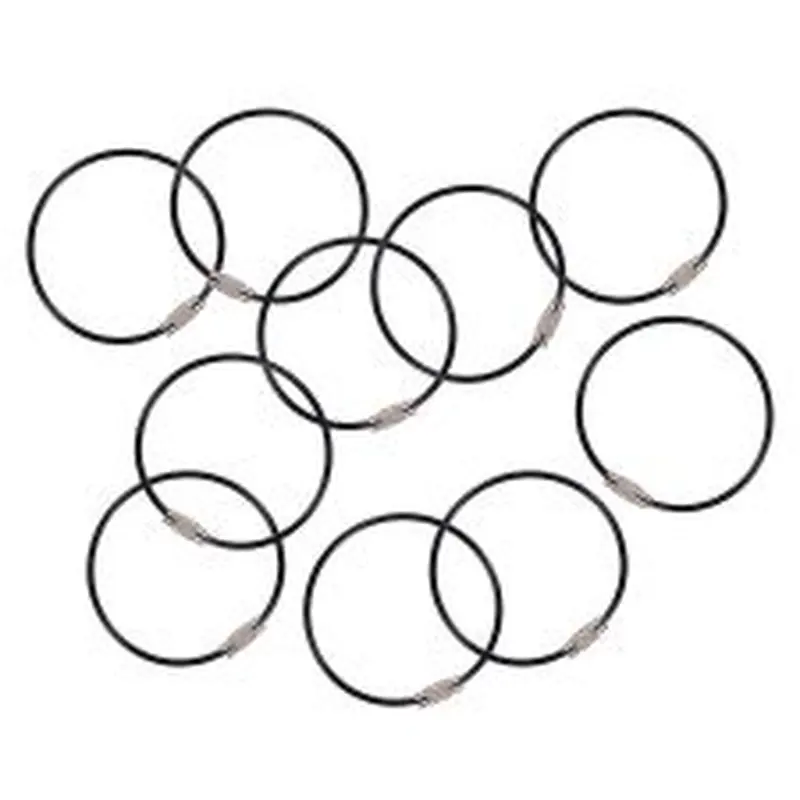ergodyne Arsenal 5719 Wire Cable Key Ring, 1.88" dia, Iron, Black, 10/Pack