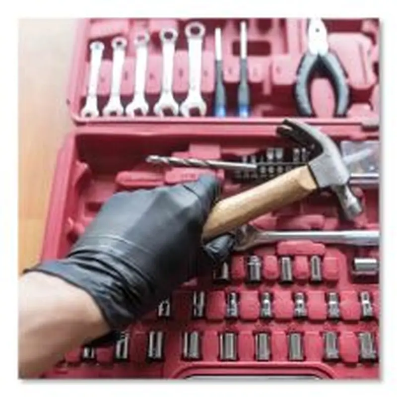 GloveWorks by AMMEX Industrial Nitrile Gloves, Powder-Free, XX-Large, 5 mil Thick, 9.5" Long, Black, 100/Box, 10 Boxes/Carton