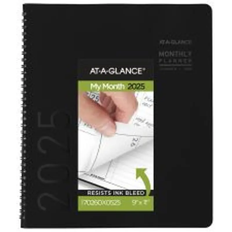 2025 AT-A-GLANCE Contemporary Monthly Planner, 9" x 11", Black, January To December, 70260X05