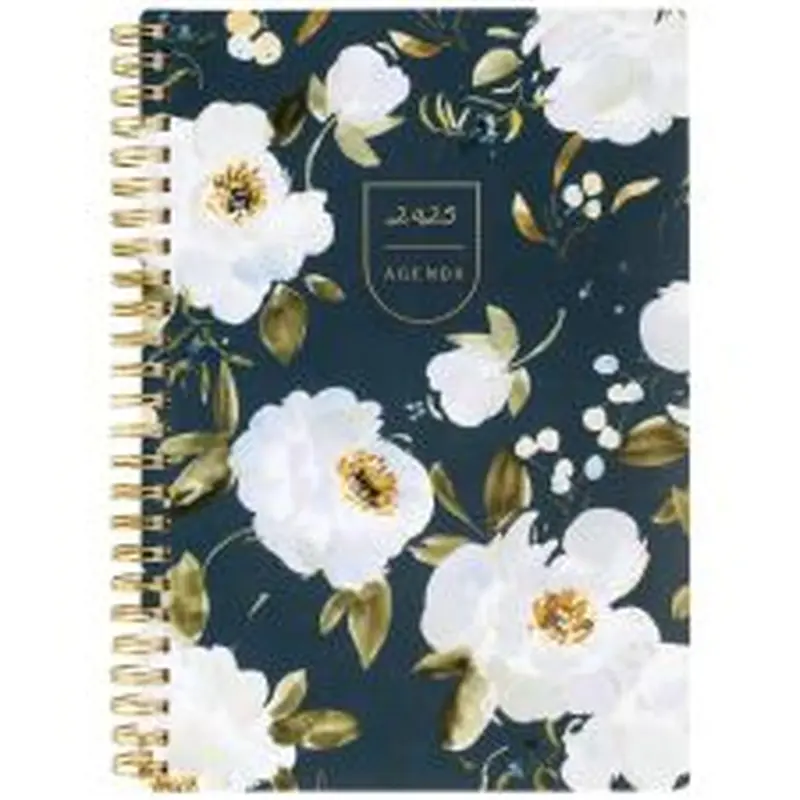 2025 Leah Bisch for Cambridge Weekly/Monthly Planner, 5-1/2" x 8-1/2", Navy Floral, January To December, LB34-200