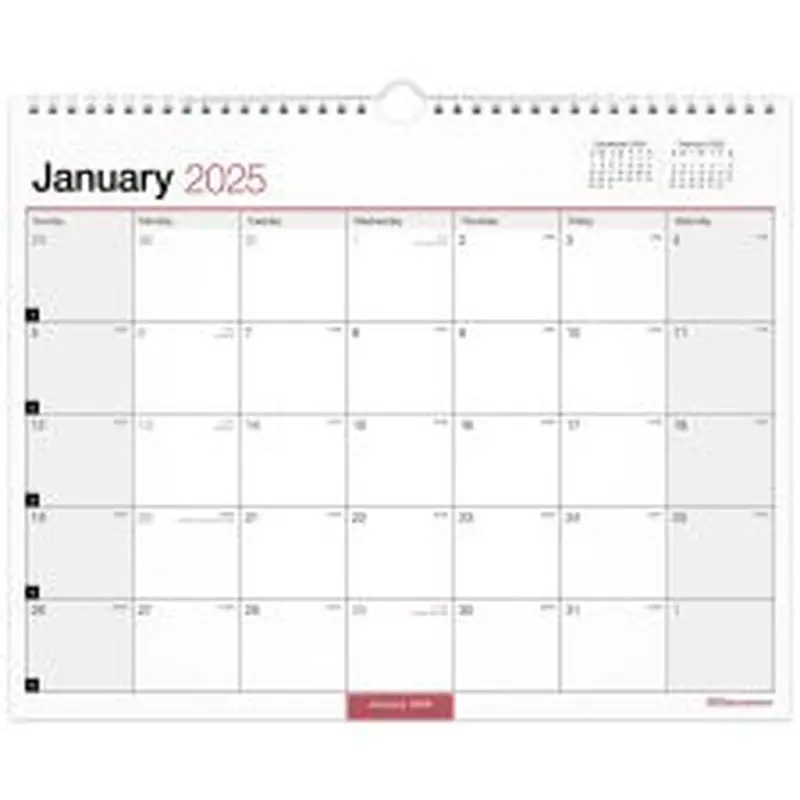 2025 Office Depot Monthly Wall Calendar, 15" x 12", Traditional, January 2025 To December 2025, OD302428
