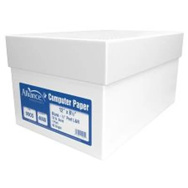 Alliance Continuous Feed Computer Paper, 12 x 8-1/2, White, 18 lb