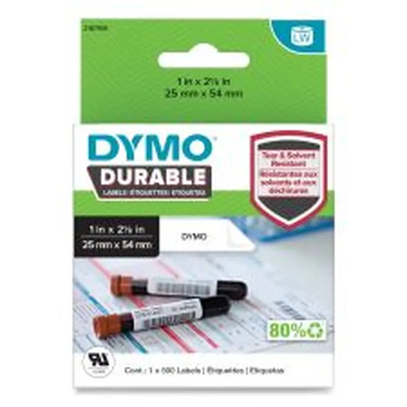 DYMO LW Durable Labels, Medical Prescription Label, 1" x 2.13", White, 500 Labels/Roll