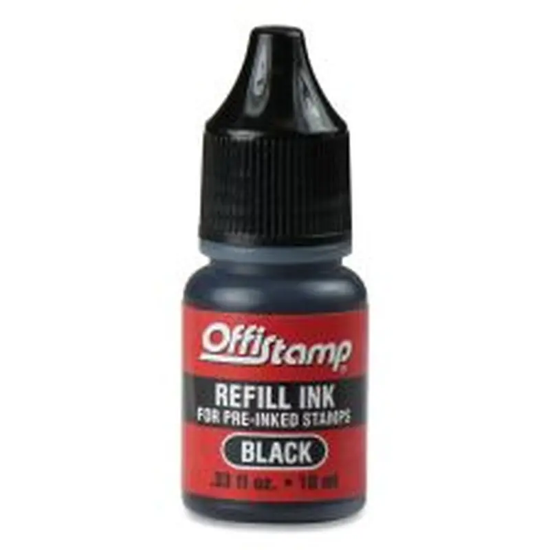 Offistamp Refill Ink for Pre-Inked Stamps, 0.33 oz, Black