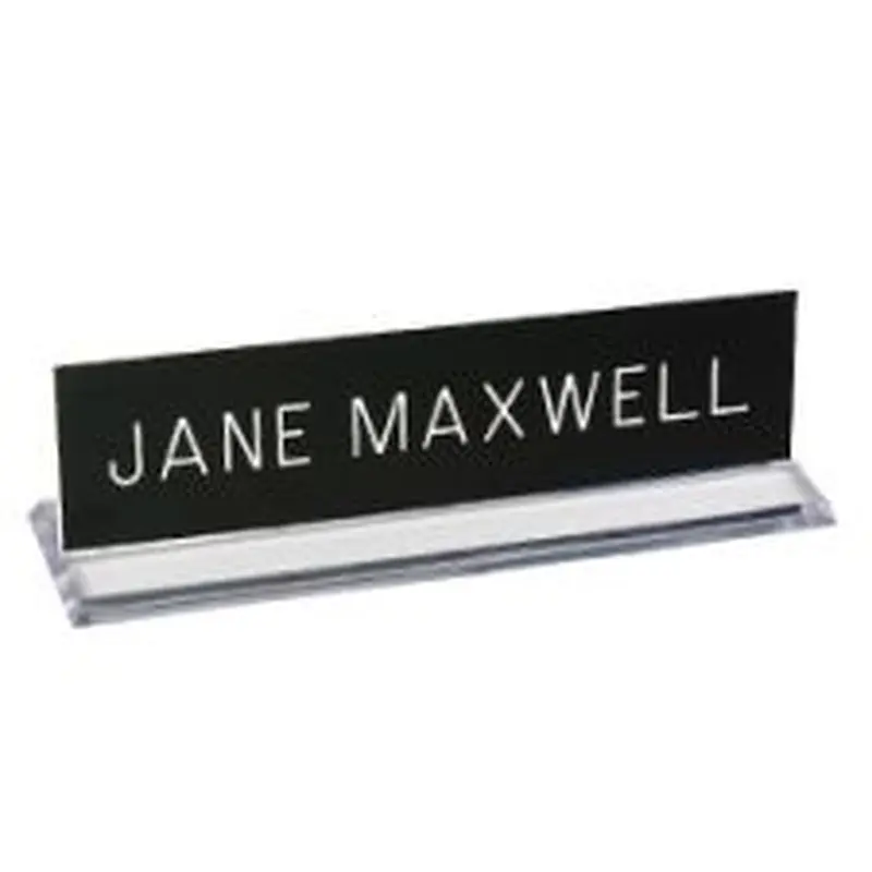Plexiglass Desk Holder with Engraved Sign, 2" x 8" (1/PK)