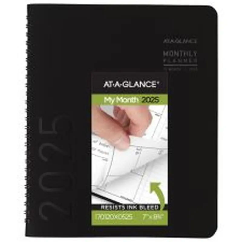 2025 AT-A-GLANCE Contemporary Monthly Planner, 7" x 8-3/4", Black, January To December, 70120X05