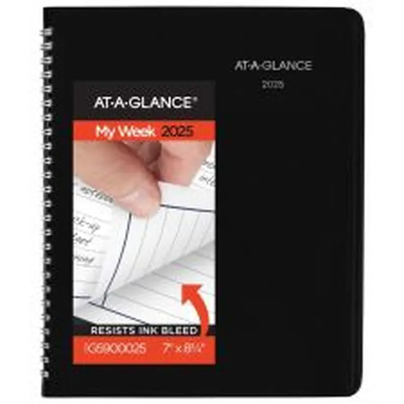 2025 AT-A-GLANCE DayMinder Column-Style Weekly Planner, 7" x 8-3/4", Black, January 2025 To December 2025, G59000
