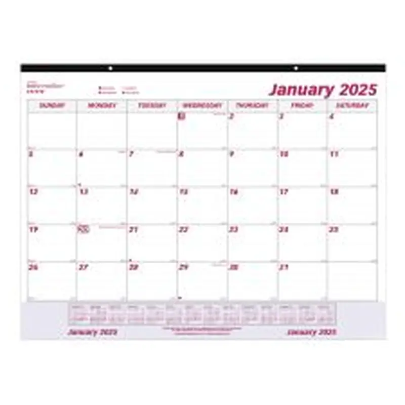 2025 Brownline Monthly Desk Pad Calendar, With Vinyl Strip, 22" x 17", Burgundy/White, January to December, C1731V