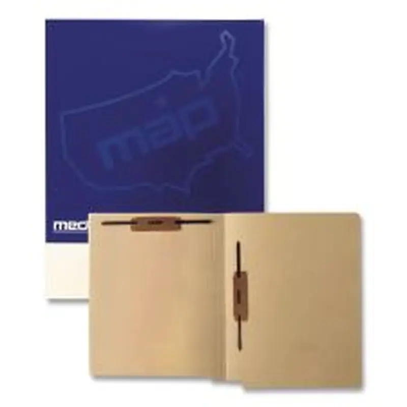 Medical Arts Press End Tab Fastener File Folder, 0.75" Expansion, 2 Fasteners: Horizontal/Vertical, Letter Size, Manila Exterior, 250/Box