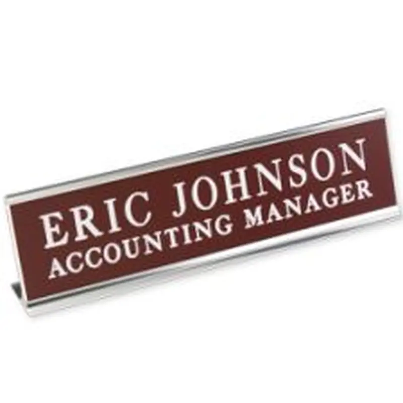 Metal Desk Holder with Engraved Sign, 2" x 10" (1/PK)
