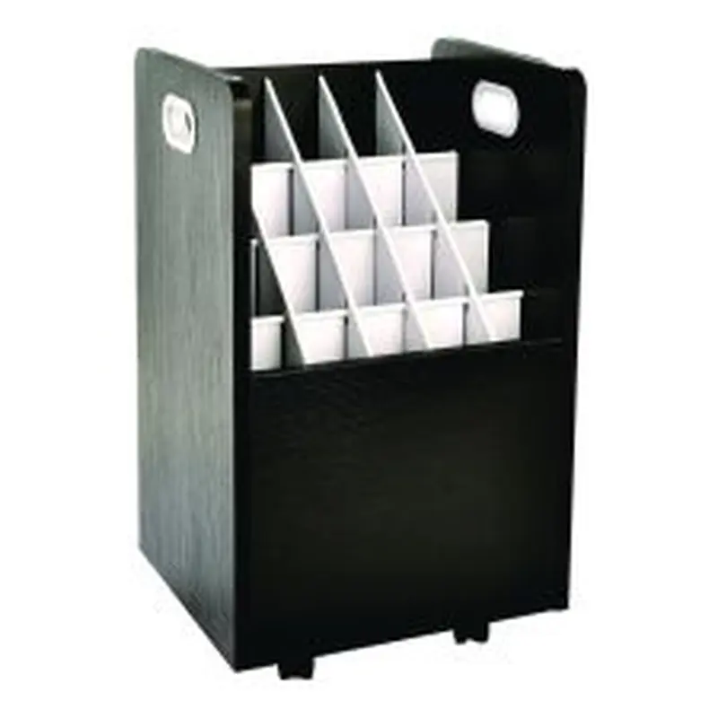 AdirOffice 20-Slot Mobile Rolling Wood Blueprint Storage Cabinet Roll File Large Document Organizer, 15.25 x 13.25 x 24.75, Black
