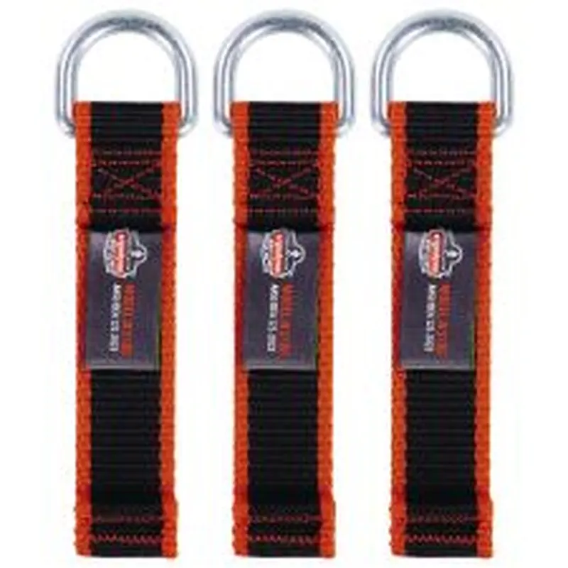 ergodyne Squids 3706 Web Tool Tether Attachment with D-Ring Tool Tails, 5 lb Max Working Capacity, 5.5" Long, Black, 3/Pack