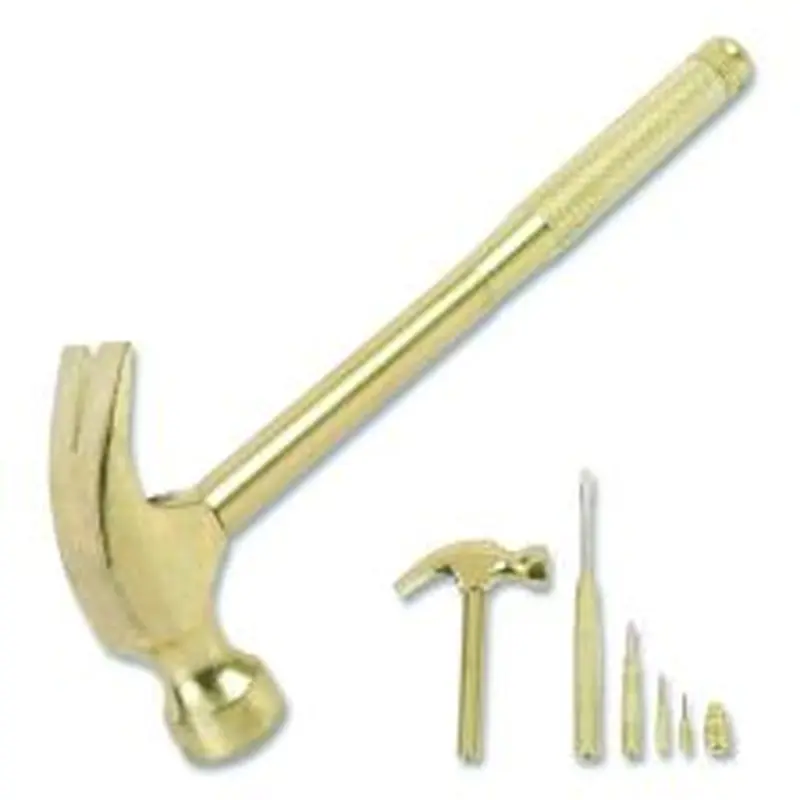 Great Neck 5-in-1 Carpenter's Hammer with Nesting Handle Containing Four Screwdrivers, 6.5" Long Gold Handle