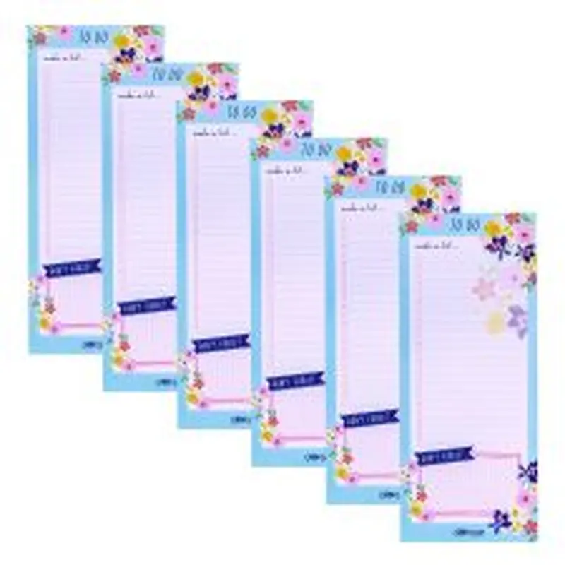 PUKKA PAD Magnetic To Do List, Unruled, 60 Multicolor Floral, 3.5 x 8.5 Sheets, 6/Pack