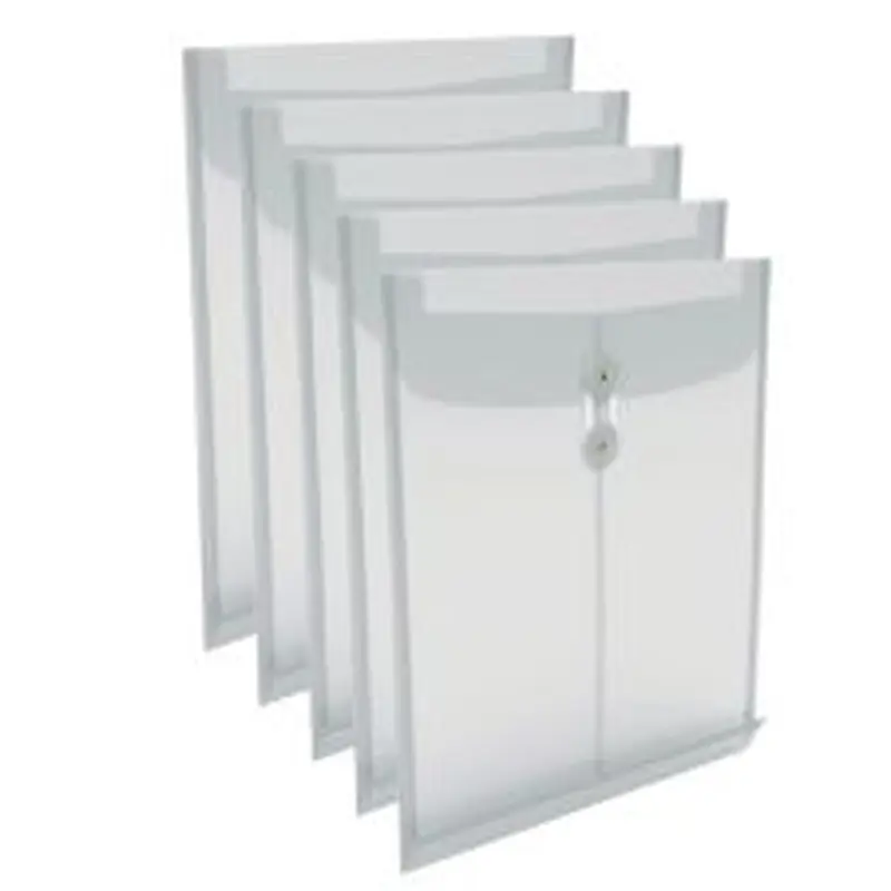 TRU RED Poly String and Button Storage Envelope, Letter Size, Clear, 5/Pack