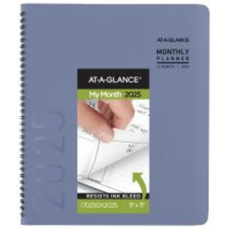 2025 AT-A-GLANCE Contemporary Monthly Planner, 9" x 11", Slate Blue, January To December, 70250X20
