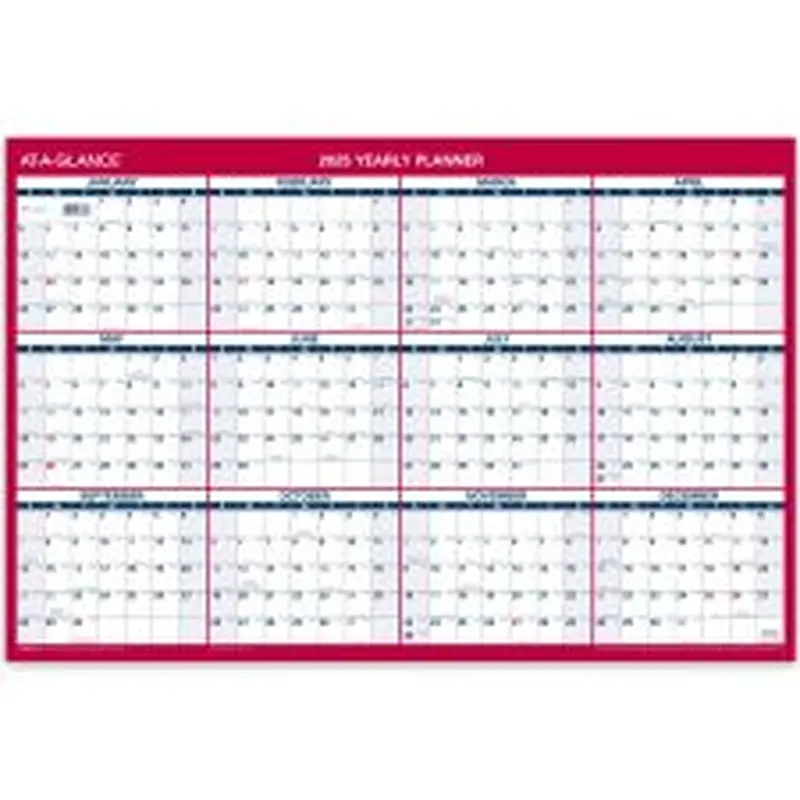 2025 AT-A-GLANCE Reversible Yearly Wall Calendar, 24" x 36", Traditional, January 2025 To December 2025, PM21228