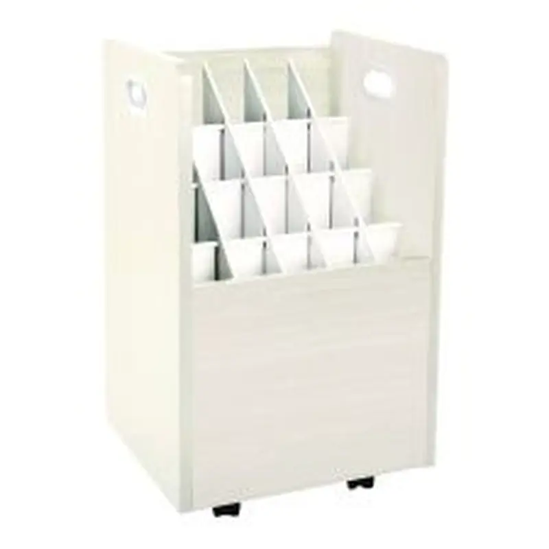 AdirOffice 20-Slot Mobile Rolling Wood Blueprint Storage Cabinet Roll File Large Document Organizer, 15.25 x 13.25 x 24.75, White