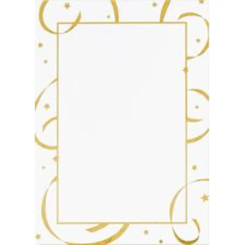 Great Papers! Flat Card Invitation, Gold Foil Stars and Streamers, Printer Compatible, 5.5" x 7.75", 10 Flat Cards/10 White Envelopes