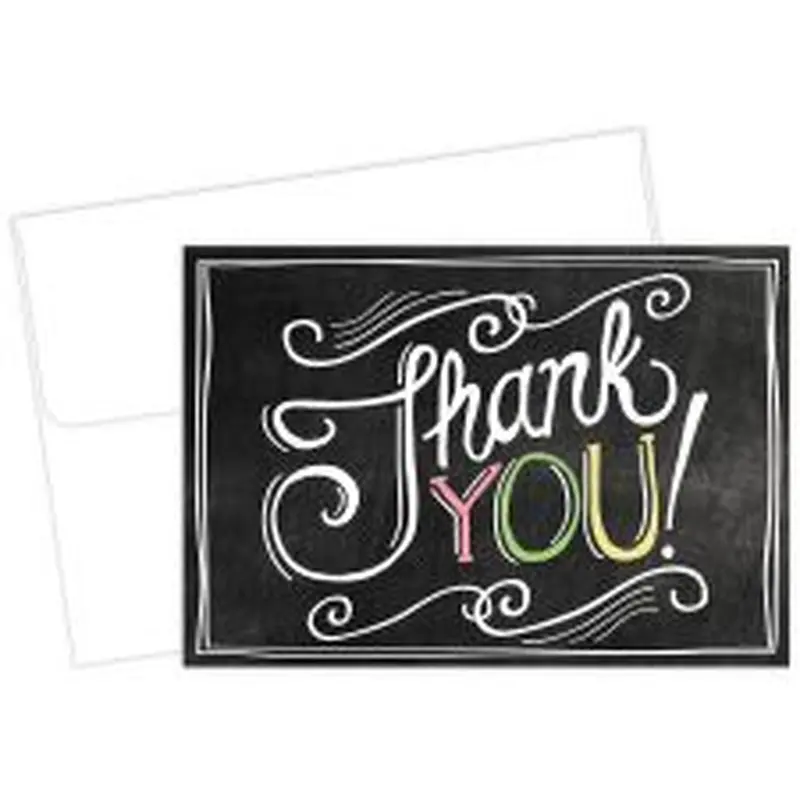 Great Papers! Note Card and White Envelopes, Thank You, Chalkboard, 4.875" x 3.375"(folded), 24 count
