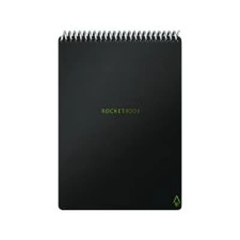 Rocketbook Flip Smart Notepad, Black Cover, Lined/Dot Grid Rule, 6 x 8.8, White, 18 Sheets