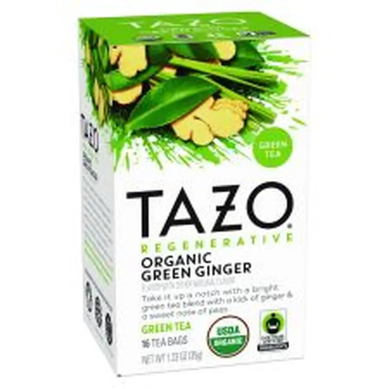 Tazo Tea Bags, Organic Green Ginger, 16/Box, 6 Boxes/Carton