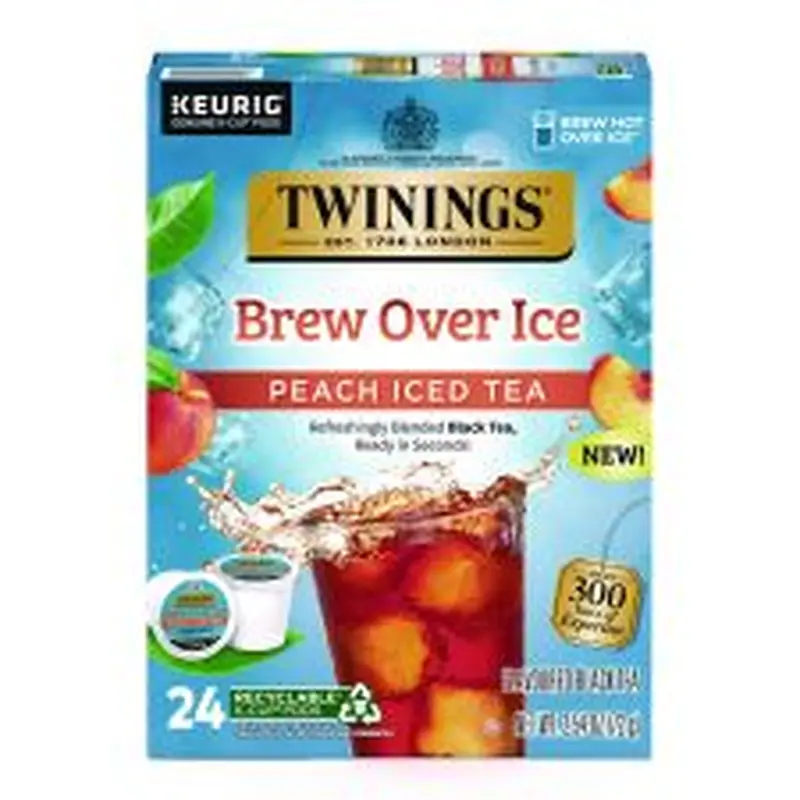 TWININGS Brew Over Ice K-Cups, Peach, 24/Box