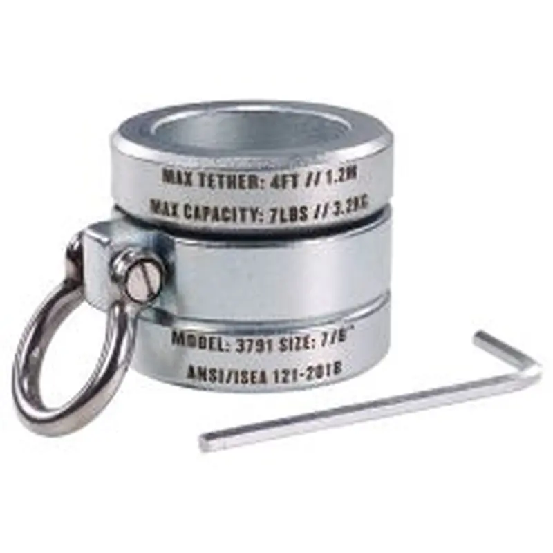 ergodyne Squids 3791 Sleever/Connecting Bar Lock Collar with Tool Attachment Point, 7 lb Max Working Capacity, 0.87" Long, Silver